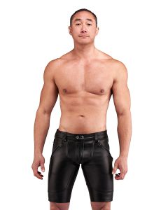 Mister B Leather FXXXer Shorts - Black - Grey Piping
