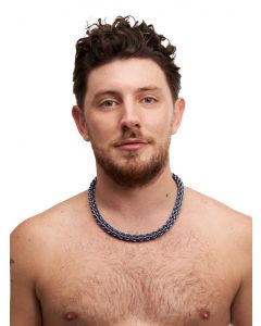 Chainmail Collar Twist Stainless Steel and Aluminium - Blue