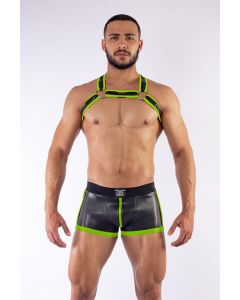 Mister B X-Back-Harness Neopren schwarz-neon grün