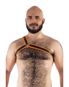 Mister B Neopreen Triangle Harness - Zwart Oranje
