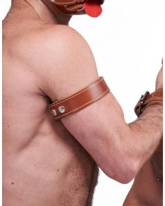 Mister B Leren Biceps Band Gestikt - Bruin