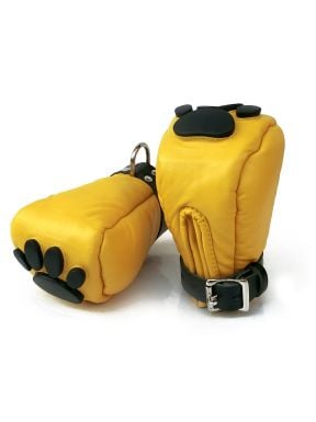 Mister B Leather Puppy Paws - Yellow Black - buy online at www.misterb.com