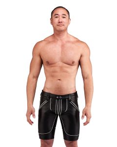 Mister B Leather FXXXer Shorts - Black - White Piping
