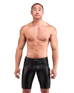 Mister B Leather FXXXer Shorts - Black - Blue Piping