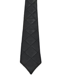 Mister B Leather Padded Tie Black - Black Stitching