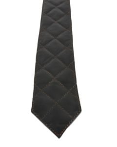 Mister B Leather Padded Tie Black - Brown Stitching