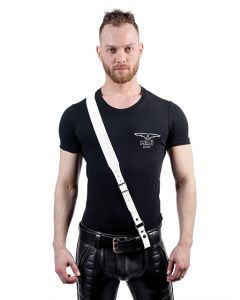 Mister B Leather Sam Browne Belt Stitched - White - buy online at www.misterb.com