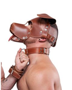 Mister B Leather Collar Stitched - Brown