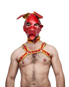 Mister B Leather Floppy Dog Hood Circuit – Red-Yellow