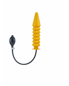 Inflatable Solid Ribbed Dildo - Yellow L - buy online at www.misterb.com