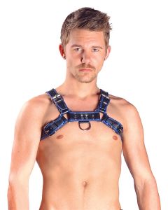 Mister B Leather Chest Harness Black-Blue - buy online at www.misterb.com