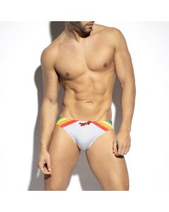 ES Rainbow Swim Brief - White