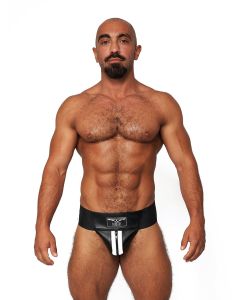 Mister B Leather Premium Jockstrap - Black White - buy online at www.misterb.com