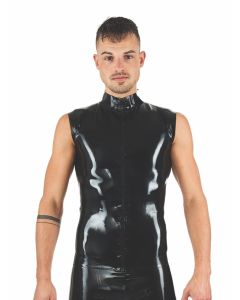 Mister B Rubber Sleeveless Zipped Collar T-Shirt Black - buy online at www.misterb.com