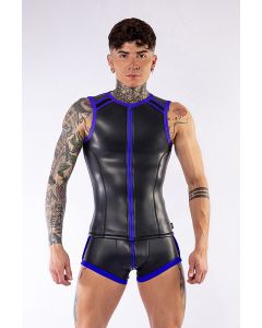 Mister B Neoprene Sleeveless T Zip Black Blue