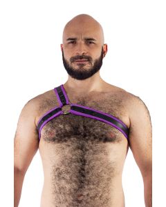 Mister B Neopreen Triangle Harness - Zwart Paars