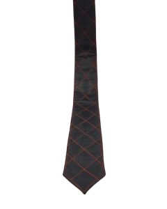 Mister B Leather Padded Tie Black - Red Stitching
