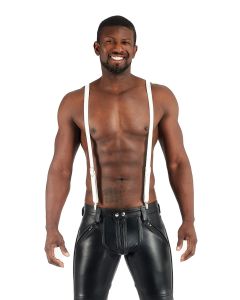 Mister B Leather Suspenders White