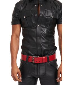 Mister B Leather Belt 5 cm Double Thorn Red