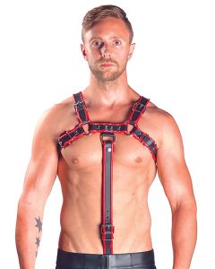 Mister B Extension Harnais de Poitrine en Cuir - Rouge