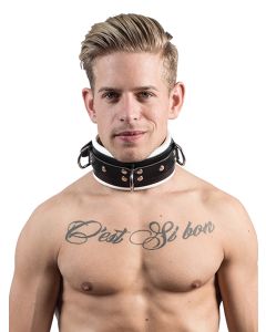 Mister B Leather Slave Collar White Padding