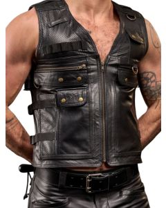 Mister B Leather Utility Vest Gold