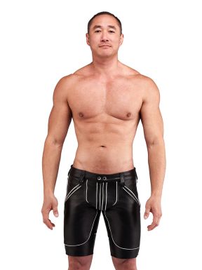 Mister B Leren FXXXer Shorts - Zwart - Witte Bies