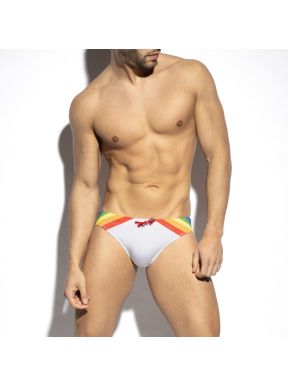 ES Rainbow Swim Brief - White