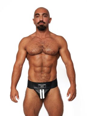 Mister B Leather Premium Jockstrap - Black White - buy online at www.misterb.com