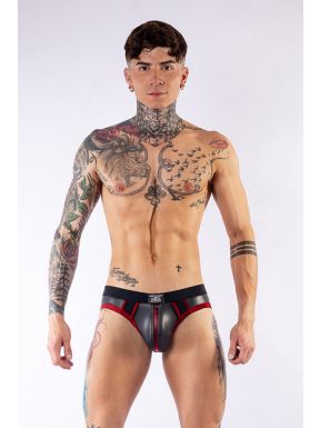 Mister B Neoprene Jock Brief Black Red - buy online at www.misterb.com