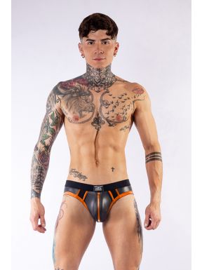 Mister B Neopreen Jock Brief - Zwart Oranje