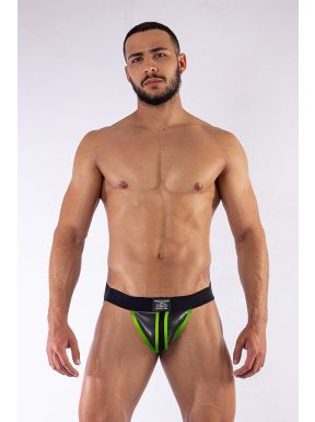 Mister B Neoprene Jockstrap Black Neon Green