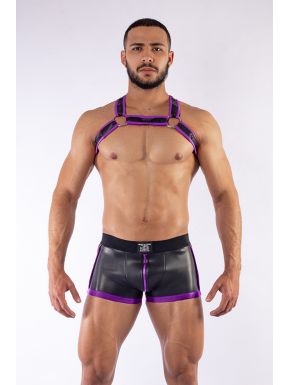 Mister B Neoprene X Back Harness Black Purple