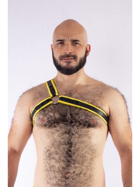Mister B Neopreen Triangle Harnas - Zwart Geel