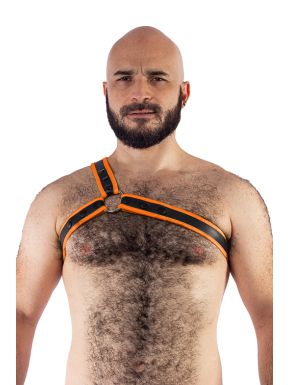 Mister B Neopreen Triangle Harness - Zwart Oranje