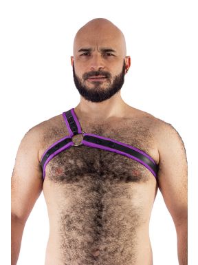 Mister B Neopreen Triangle Harness - Zwart Paars