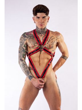 Mister B Neoprene Bodyharness Black Red