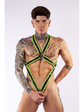 Mister B Neoprene Bodyharness Black Neon Green