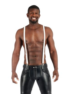 Mister B Leather Suspenders White