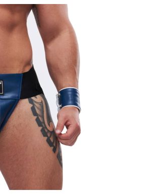 Mister B Leren Circuit Pols Portomonnee - Blauw Wit