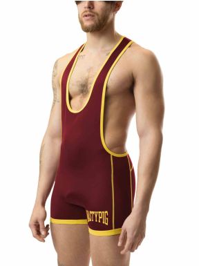 Nasty Pig Rush Scooped Singlet Burgundy Yellow