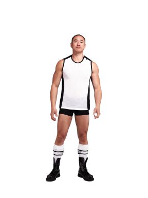 Mister B URBAN Mesh Sleeveless Shirt Black White