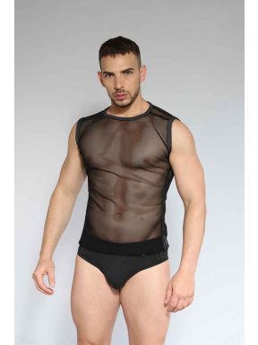 Dale Mas Singlet Mesh Party Dude - Black Black