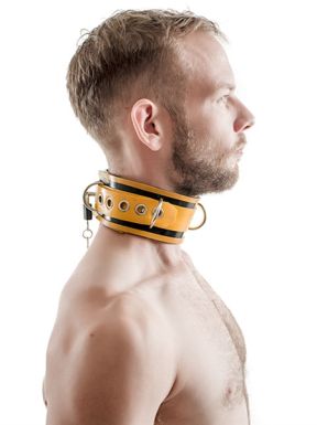 Mister-B-Rubber-Collar-Lockable-Black-Yellow
