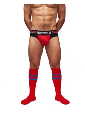 Mister B URBAN Football Socks with Pocket Red Blue