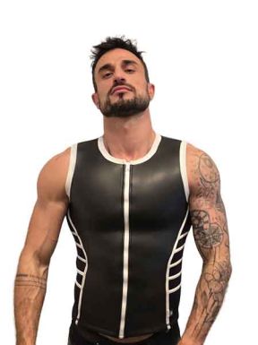 Mister B Neoprene V-Shaped Top Black White