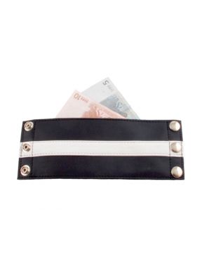 Mister B Leather Wrist Wallet Zip White Stripe - buy online at www.misterb.com