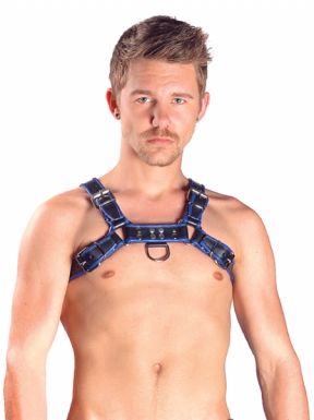 Mister B Leather Chest Harness Black-Blue - buy online at www.misterb.com